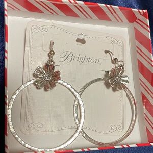 brighton flower hoop earrings silver